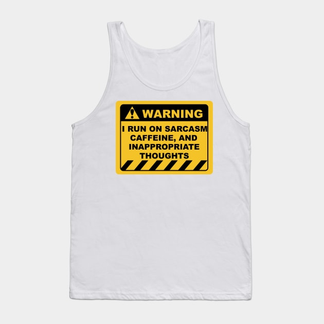 Funny Human Warning Labels Sarcasm Caffeine Tank Top by Color Me Happy 123